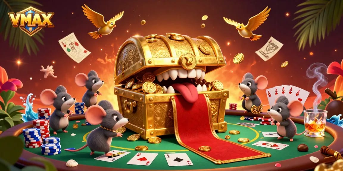 VMAX invites players to unleash their luck with vibrant treasures at this thrilling casino scene.