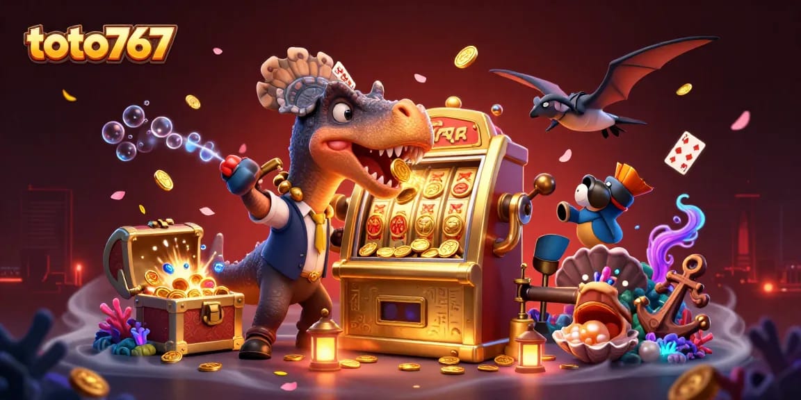 Menangkan koin jackpot dengan toto767 di slot berkilau bersama karakter prasejarah.