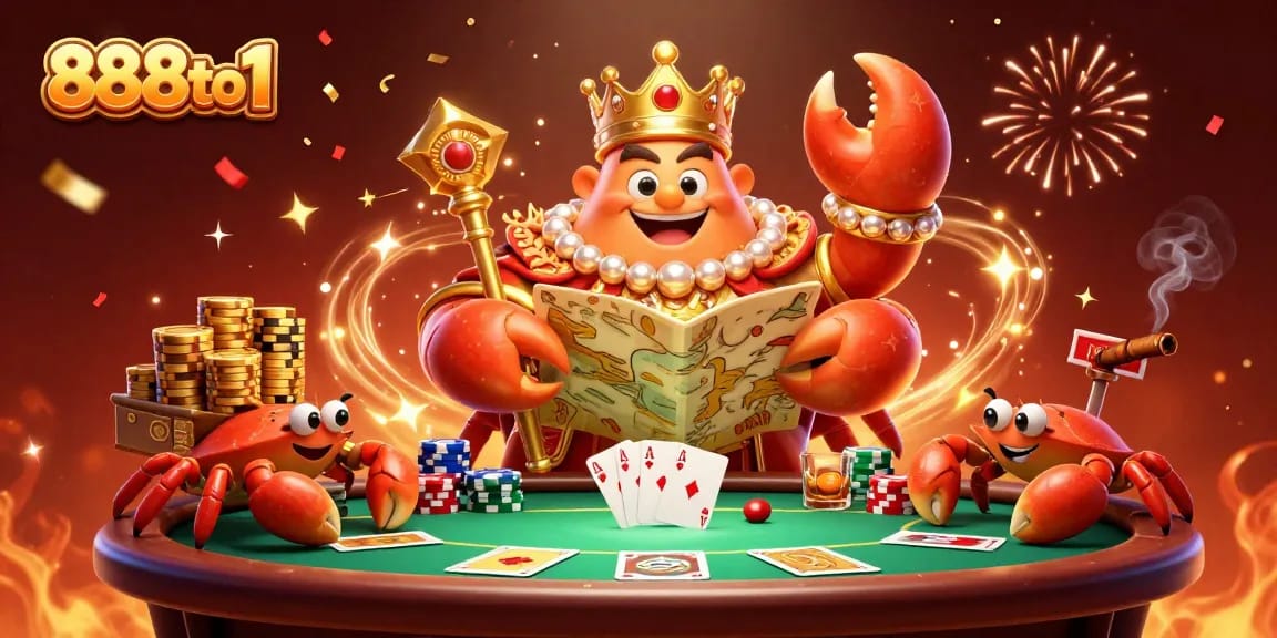 Experience thrilling wins at 888to1 with vibrant casino action featuring a golden crab emperor.