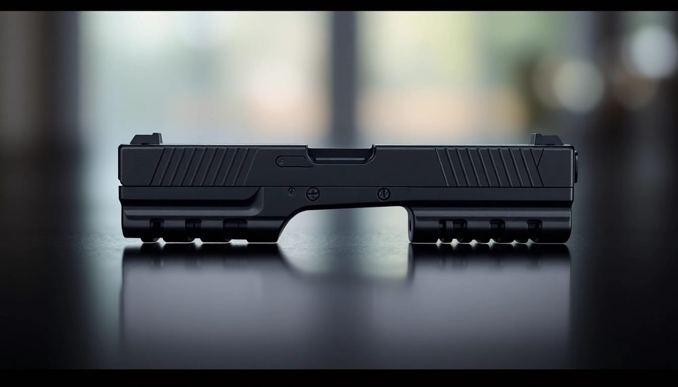 Inspecting the glock 17 slide oem highlighting its craftsmanship and finish.