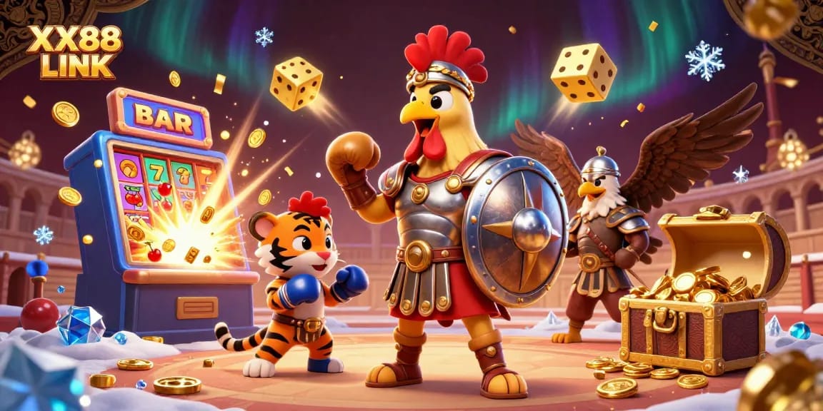 Experience the excitement of XX88 LINK with a dynamic 3D casino scene filled with action and winning prospects.