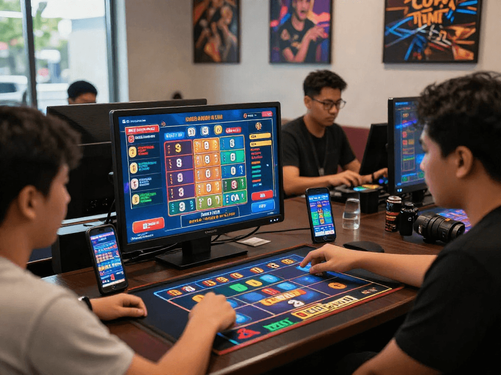 Excited players engaging with bandar ze togel online in a vibrant digital gaming environment.