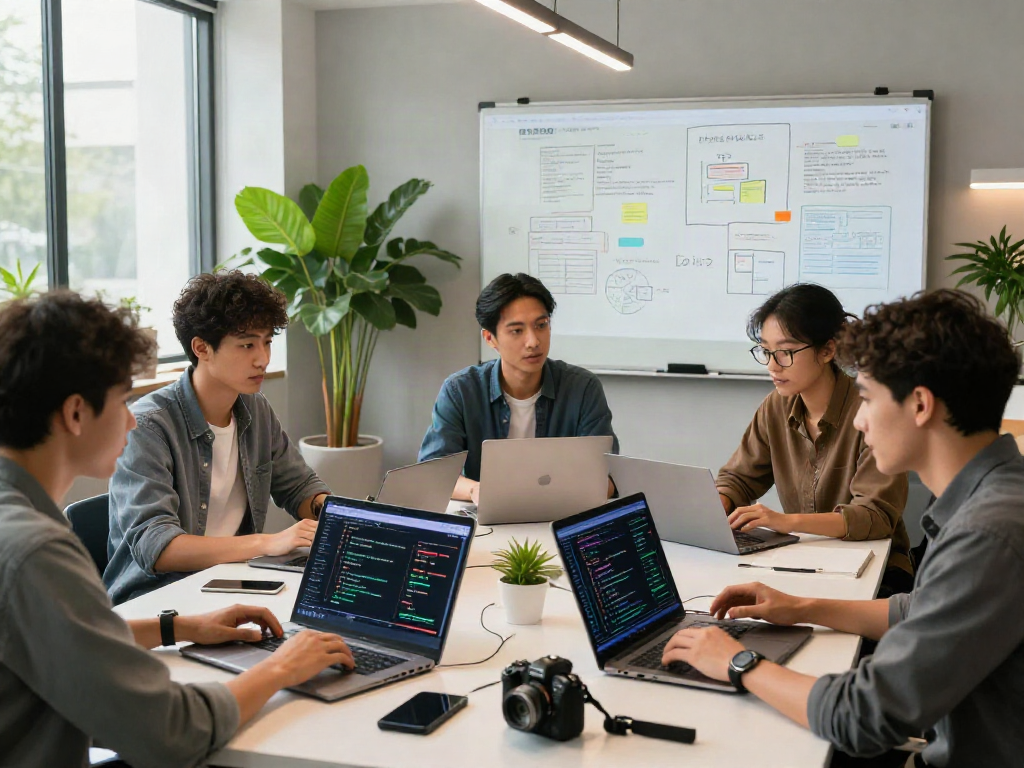 Dynamic team collaboration in AI research workspace showcasing crush on ai innovations and technology.