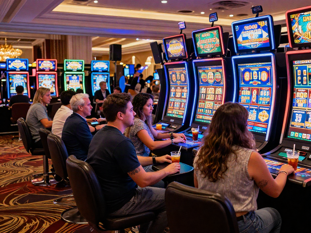 situs slot gacor maxwin players enjoying vibrant casino atmosphere.