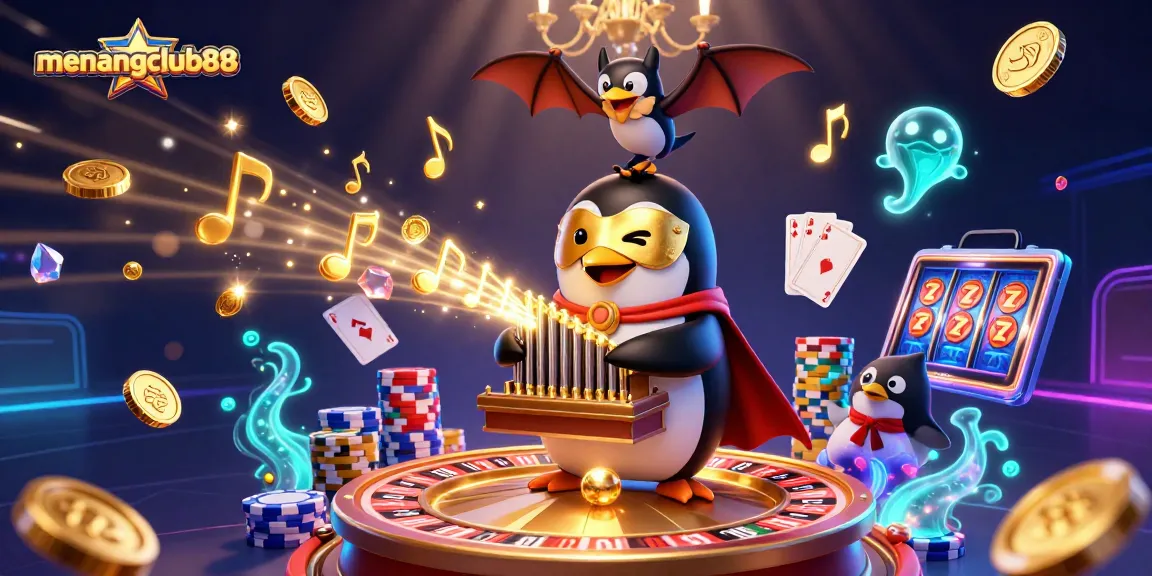 Experience the thrill of winning at menangclub88 with vibrant 3D casino illustration showcasing game adventures.