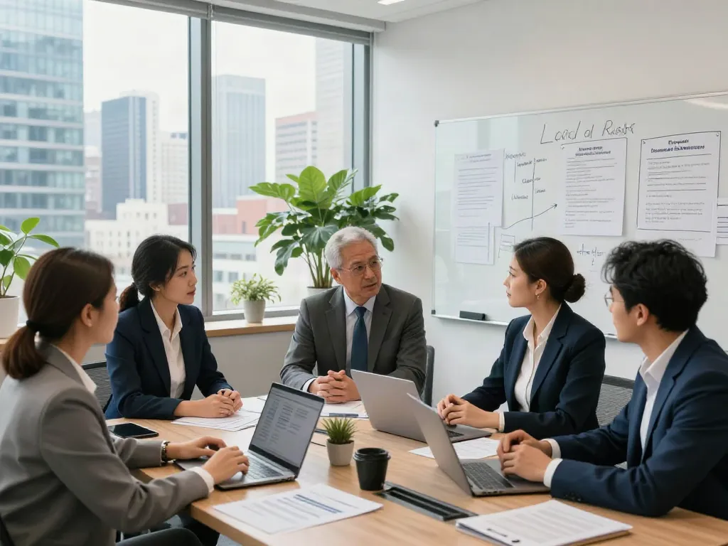 Lead Roedl's legal advisors collaborating in a modern office, emphasizing international legal relationships.
