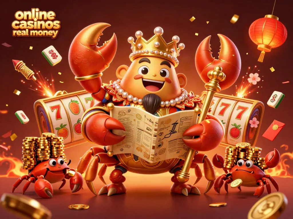 Celebrate exciting wins at online casinos real money with the golden crab emperor and cheerful characters.