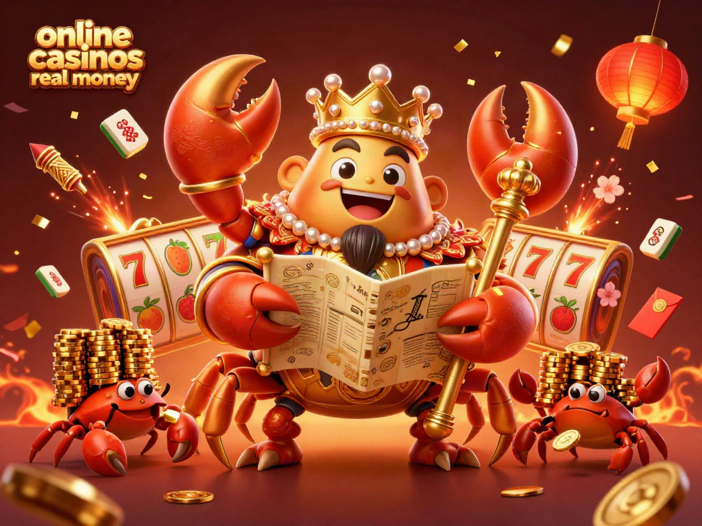 Celebrate exciting wins at online casinos real money with the golden crab emperor and cheerful characters.