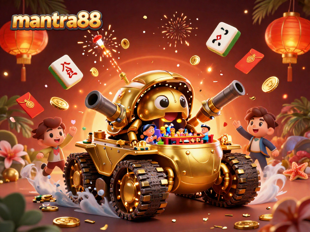 Experience the excitement of mantra88 with a vibrant casino scene featuring a golden beetle tank.