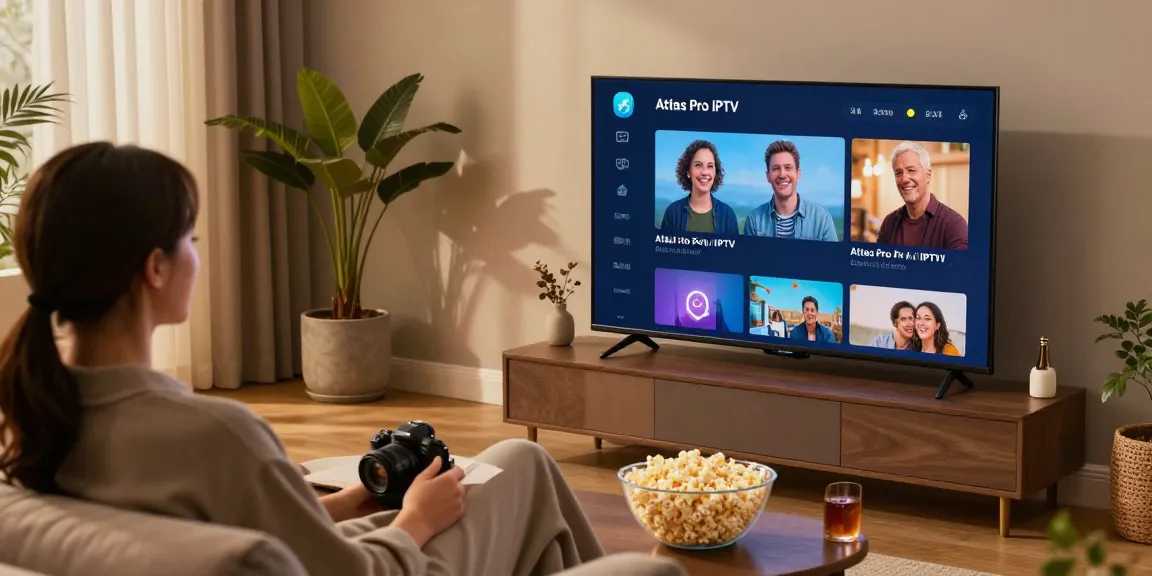 Enjoy streaming with Atlas Pro IPTV on smart TV in cozy home setup.