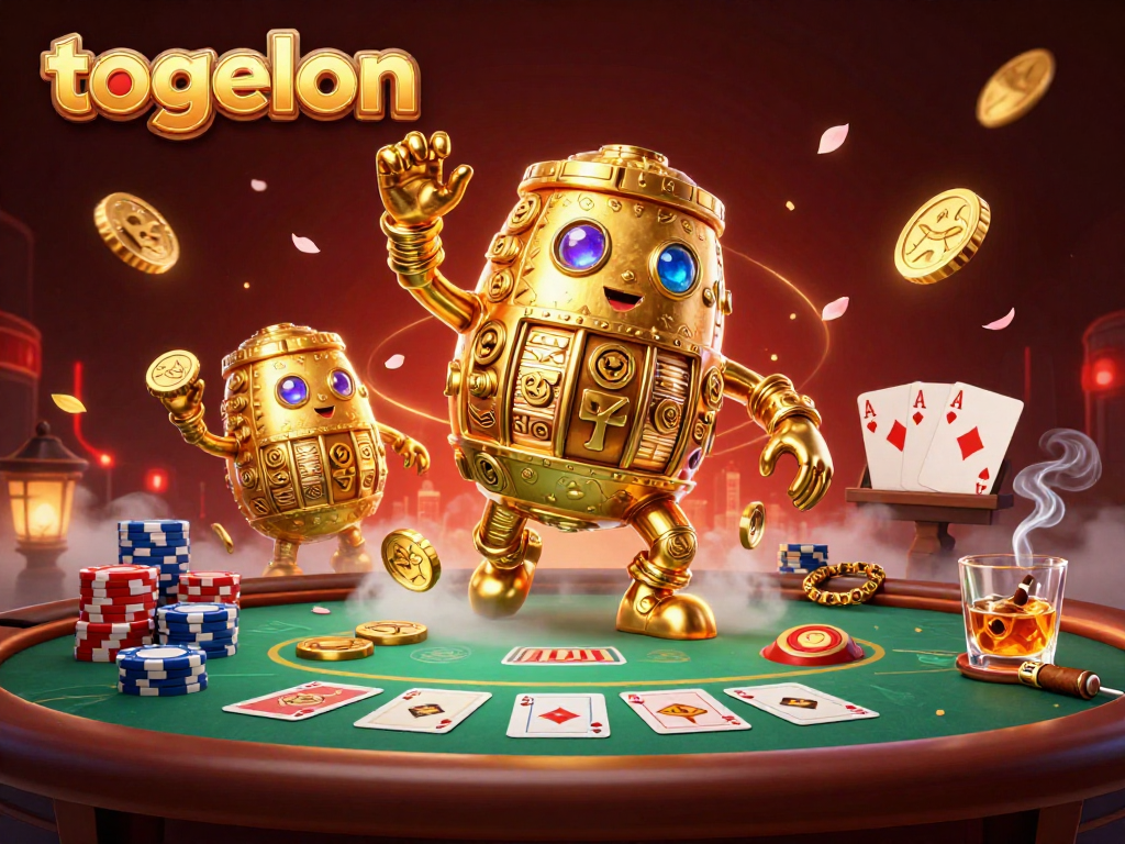Engage in togelon gaming action with an ancient golem and dynamic poker scene.