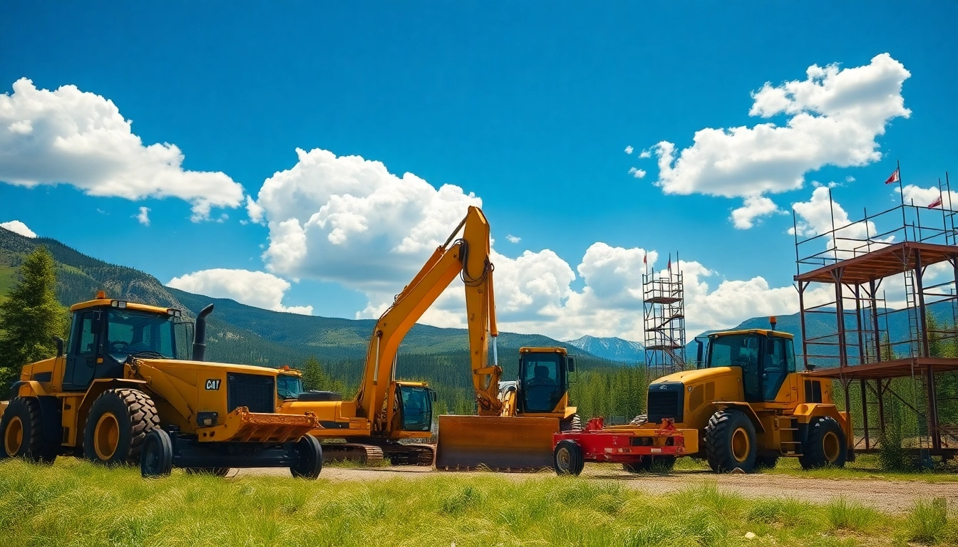 Explore top Kalispell equipment rental options with sturdy machinery amidst stunning landscapes.