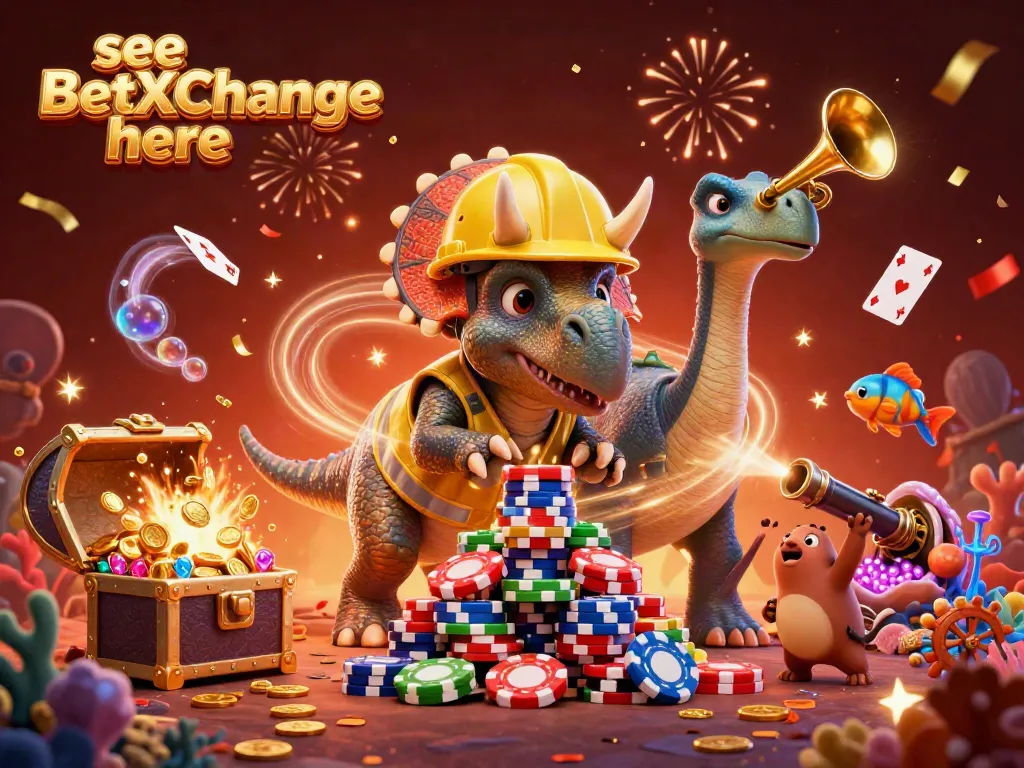 Experience the excitement of the casino with a cheerful illustration showcasing characters celebrating as they see BetXChange here.