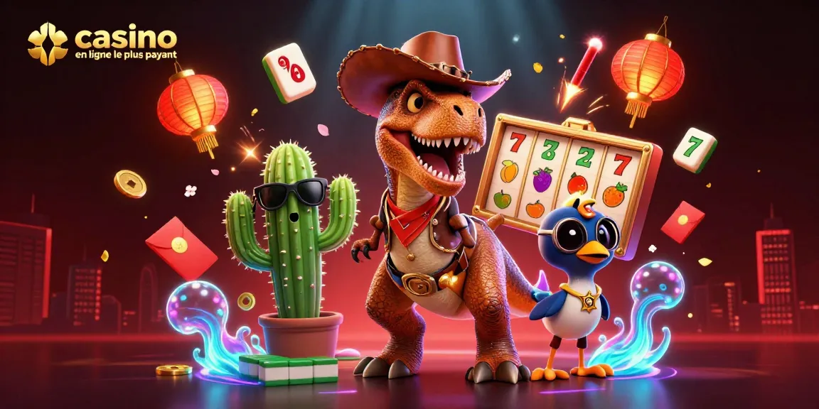 Illustration captivante des jeux de casino en ligne les plus payants avec des personnages dynamiques et des éléments de jeu brillants.