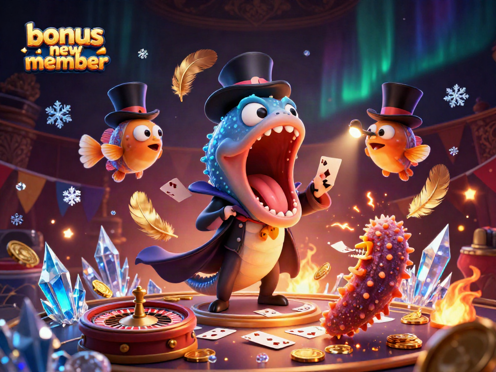 Engage with the excitement of the bonus new member offers in a vibrant 3D casino scene.