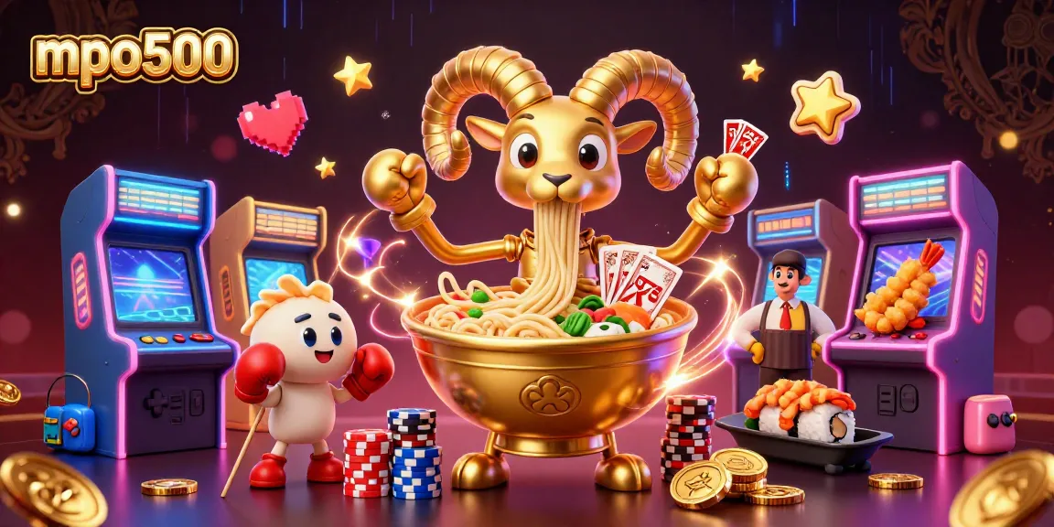 Engage in vibrant gaming actions at mpo500, enjoying colorful characters amidst a lively casino scene.