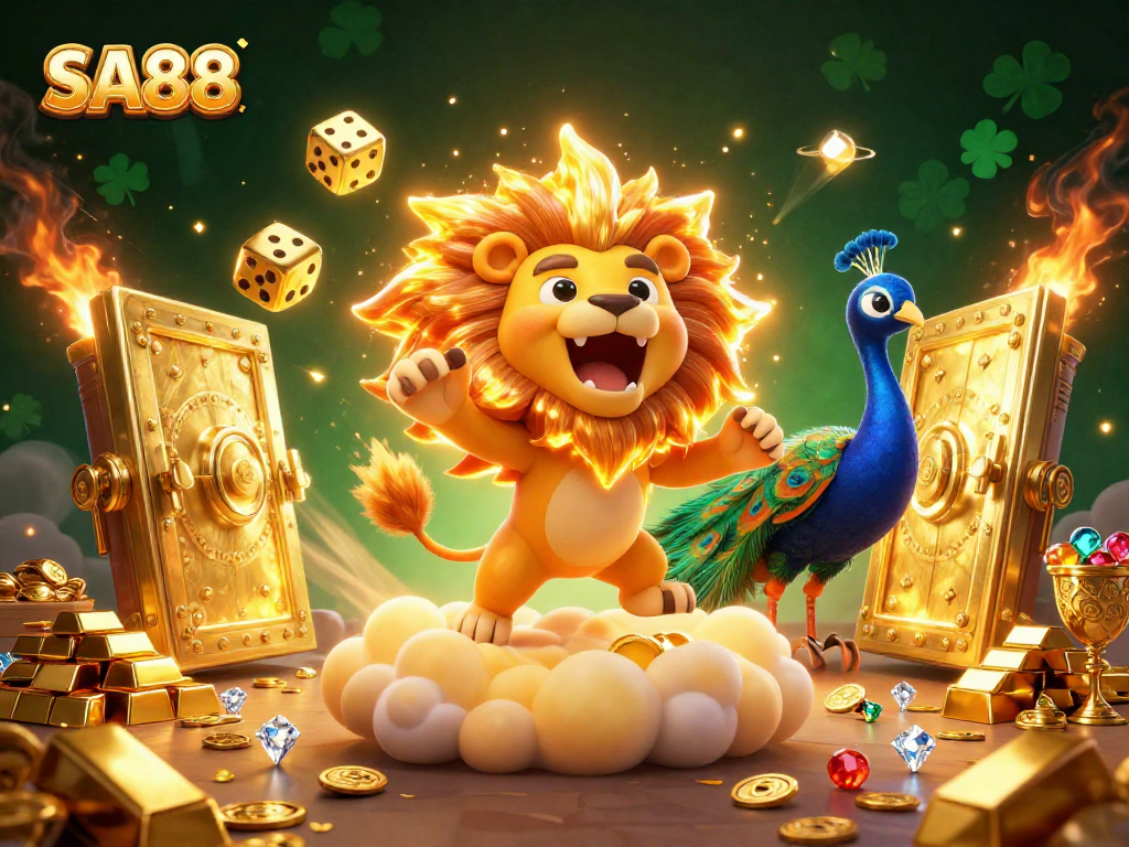 Experience thrilling games at SA88 Casino with vibrant characters and dazzling gems.