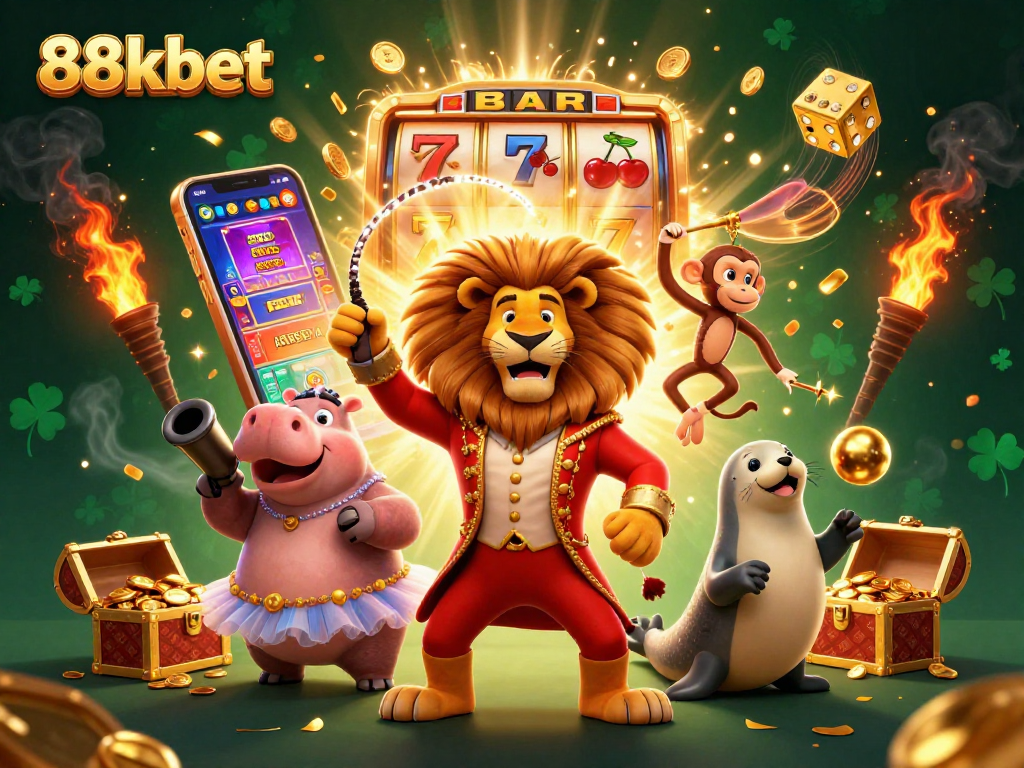 Engage in thrilling gameplay at 88kbet with colorful jackpot symbols and dynamic casino action.