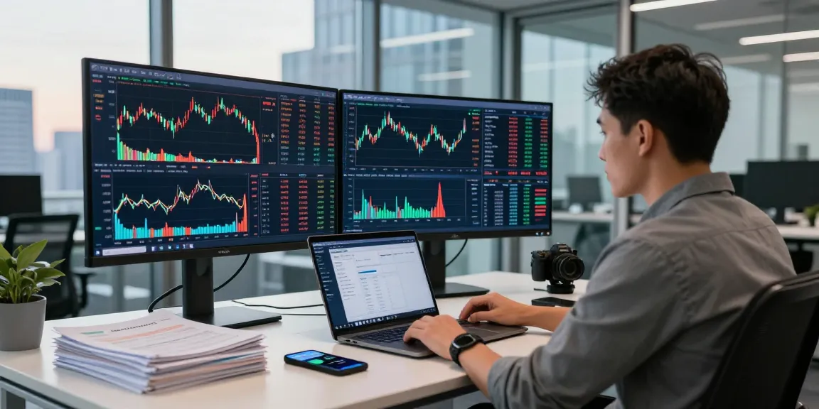NAGA2000 trading platform being analyzed by a trader in a dynamic modern office.