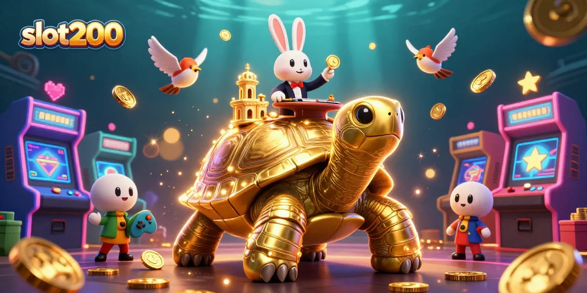 Spin the reels at slot200's vibrant casino themed illustration with gold coins flying.