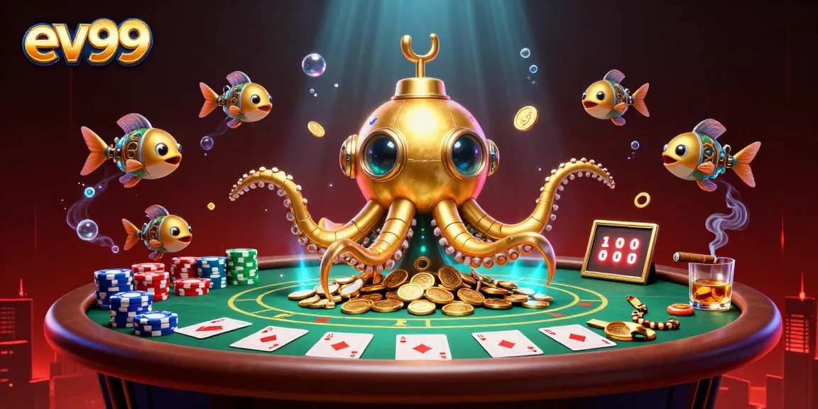 Experience thrilling poker action with ev99, featuring a vibrant underwater casino scene