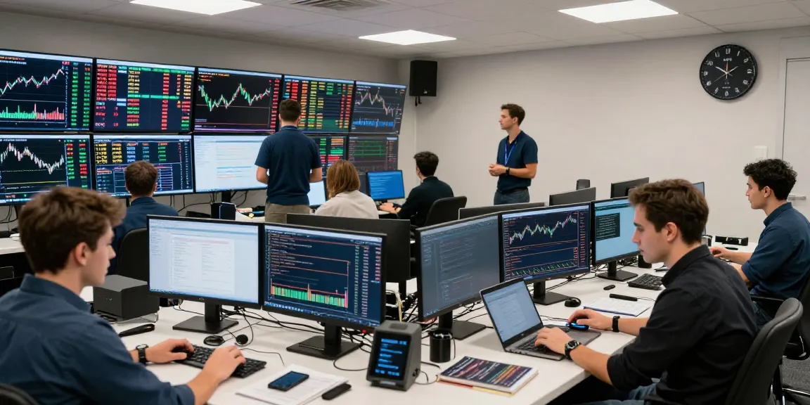 Traders monitoring markets on the XXKK Crypto Exchange trading floor, engaged in real-time cryptocurrency transactions.