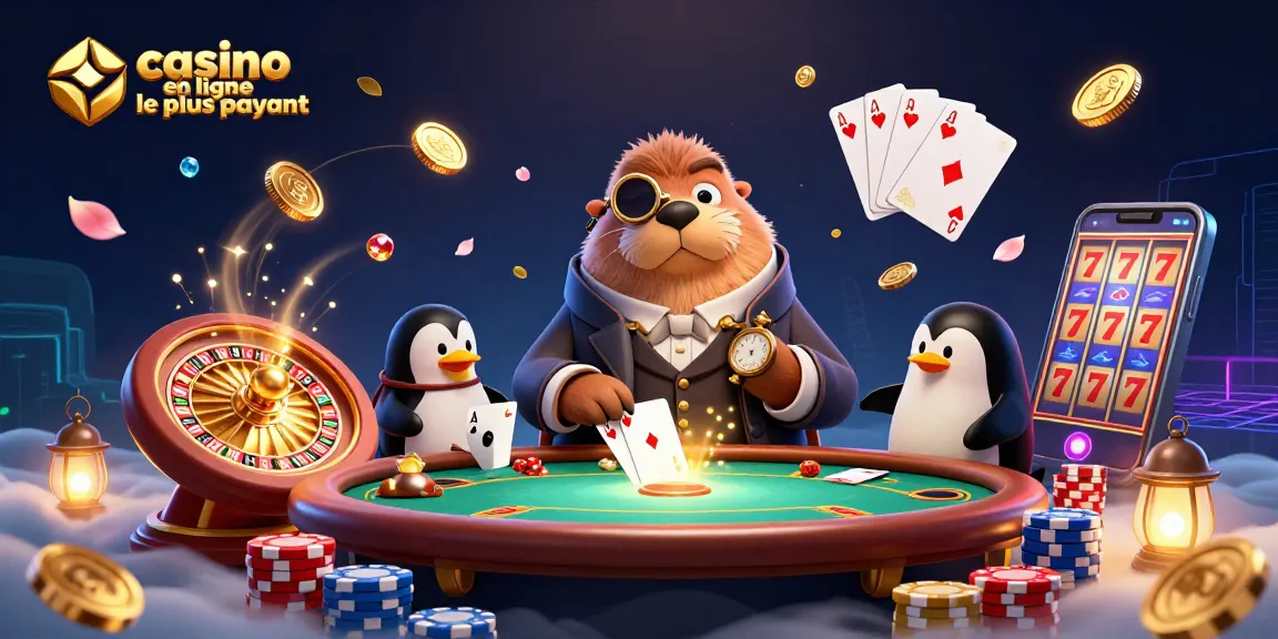 Visualisez le casino en ligne le plus payant avec un marsouin, un dealer pingouin, et un poisson-globe en bluff.