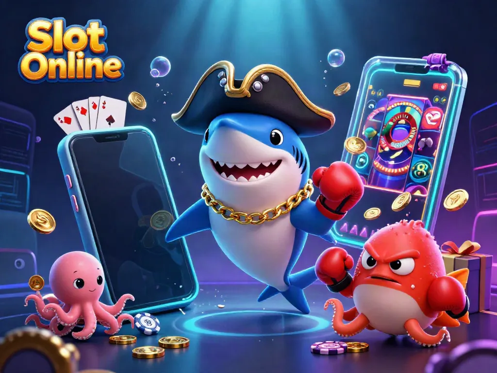 Menangkan Slot Online dengan petualangan kartun menyenangkan dari hiu, ikan beton, dan gurita.