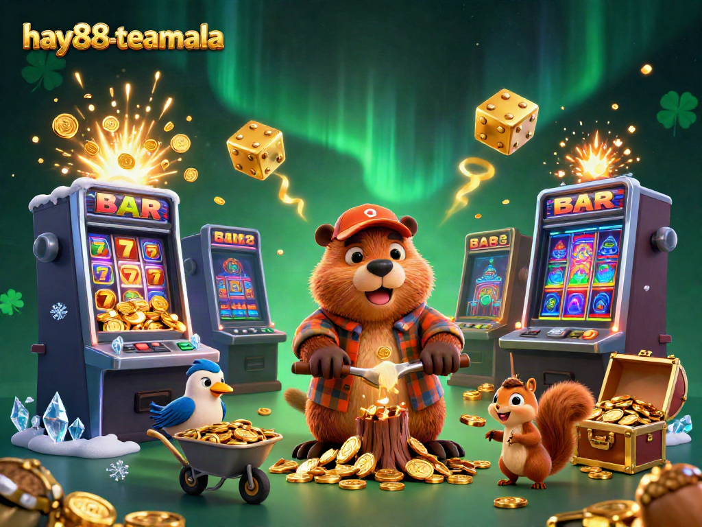 Experience thrilling gameplay at hay88-teamala with a vibrant 3D casino scene featuring characters gathering gold coins.