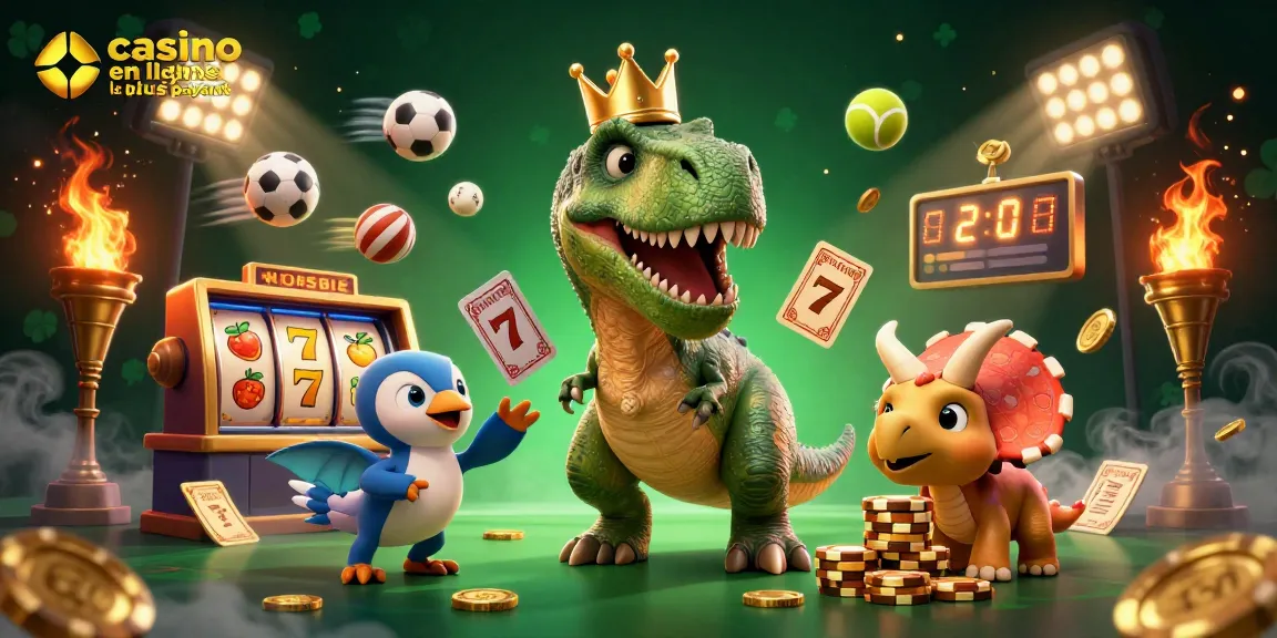 Illustrez un T-Rex au casino en ligne le plus payant avec des jetons dorés et des jeux captivants.
