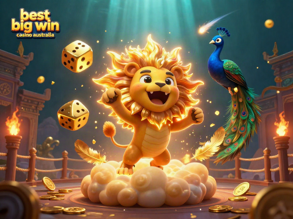 Experience the thrill of winning at the best big win casino Australia, surrounded by vibrant casino elements.