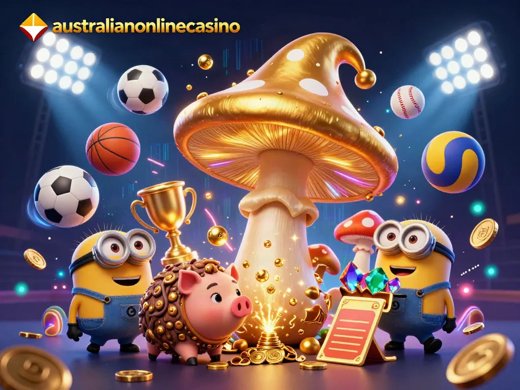 Experience real magic at australianonlinecasino with a golden wizard, treasure pig, and sports elements.