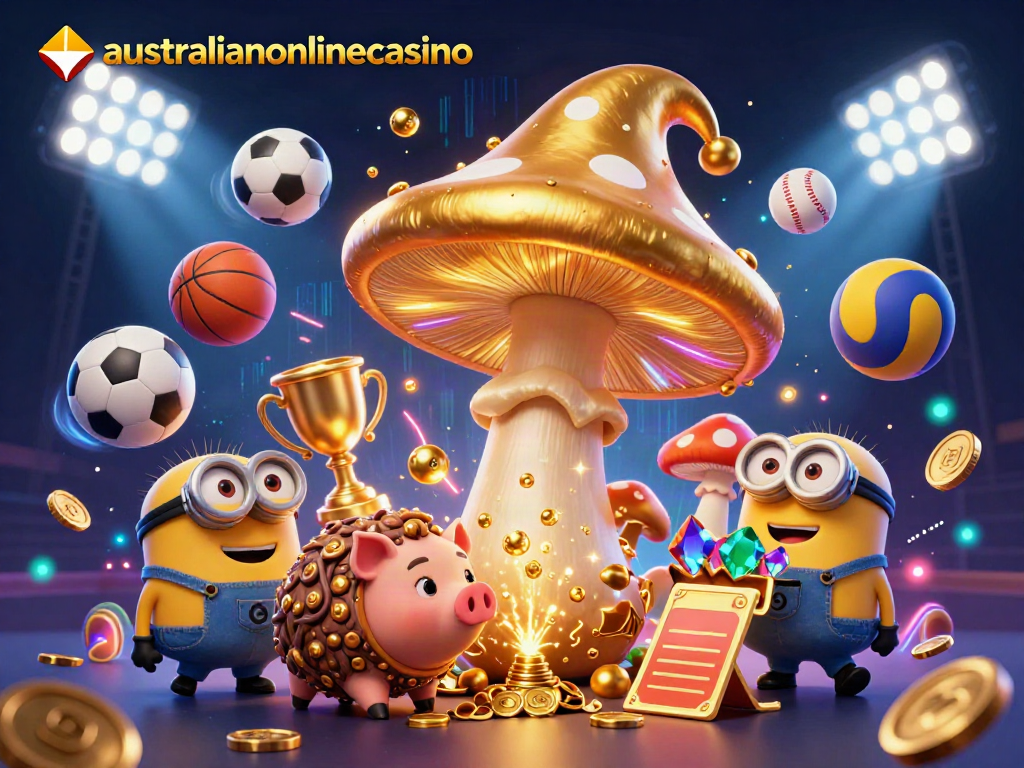 Experience real magic at australianonlinecasino with a golden wizard, treasure pig, and sports elements.
