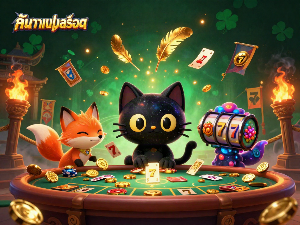Spin and win with ค้นหาเกมสล็อต at a cosmic casino featuring unique characters and vibrant elements.