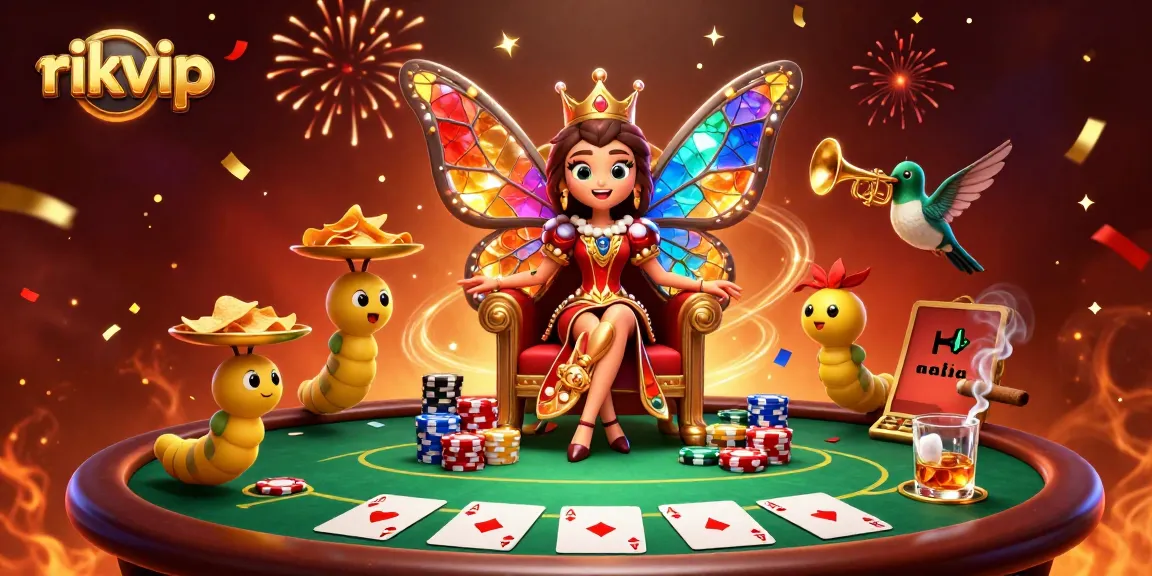 Experience the excitement of rikvip with vibrant casino elements in a stunning 3D scene.