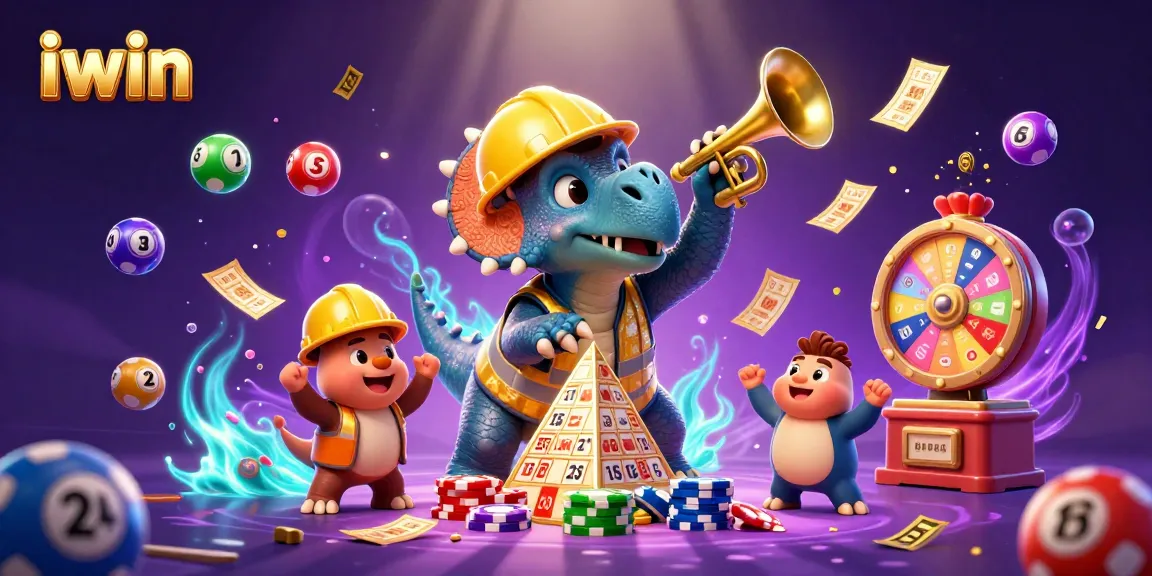 Engage with iwin's 3D casino fun featuring triceratops and lottery elements in celebration.